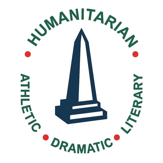 The Union Club emblem: a monument encircled by the words Humanitarian, Athletic, Dramatic, Literary